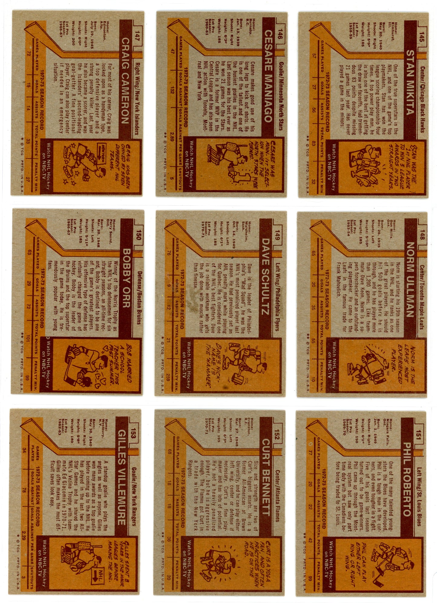 1973/74 Topps NHL Hockey Card Complete Set (198 Cards) Bobby Orr, Ken Dryden Razor Sharp!