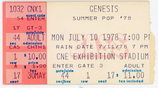 Genesis Vintage Concert Ticket Stub CNE Exhibition Stadium (Toronto, 1978)