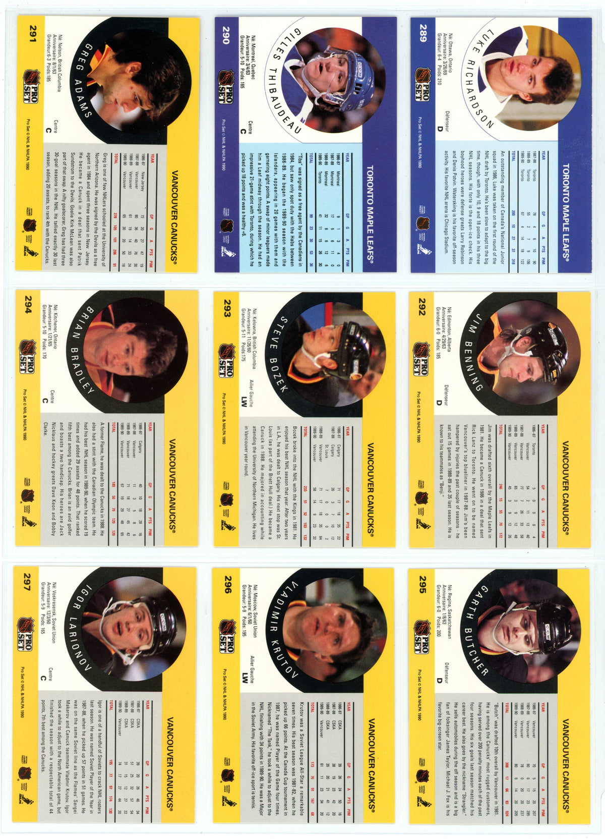 1990/91 NHL Pro Set Hockey Card Complete Set (705 Cards)