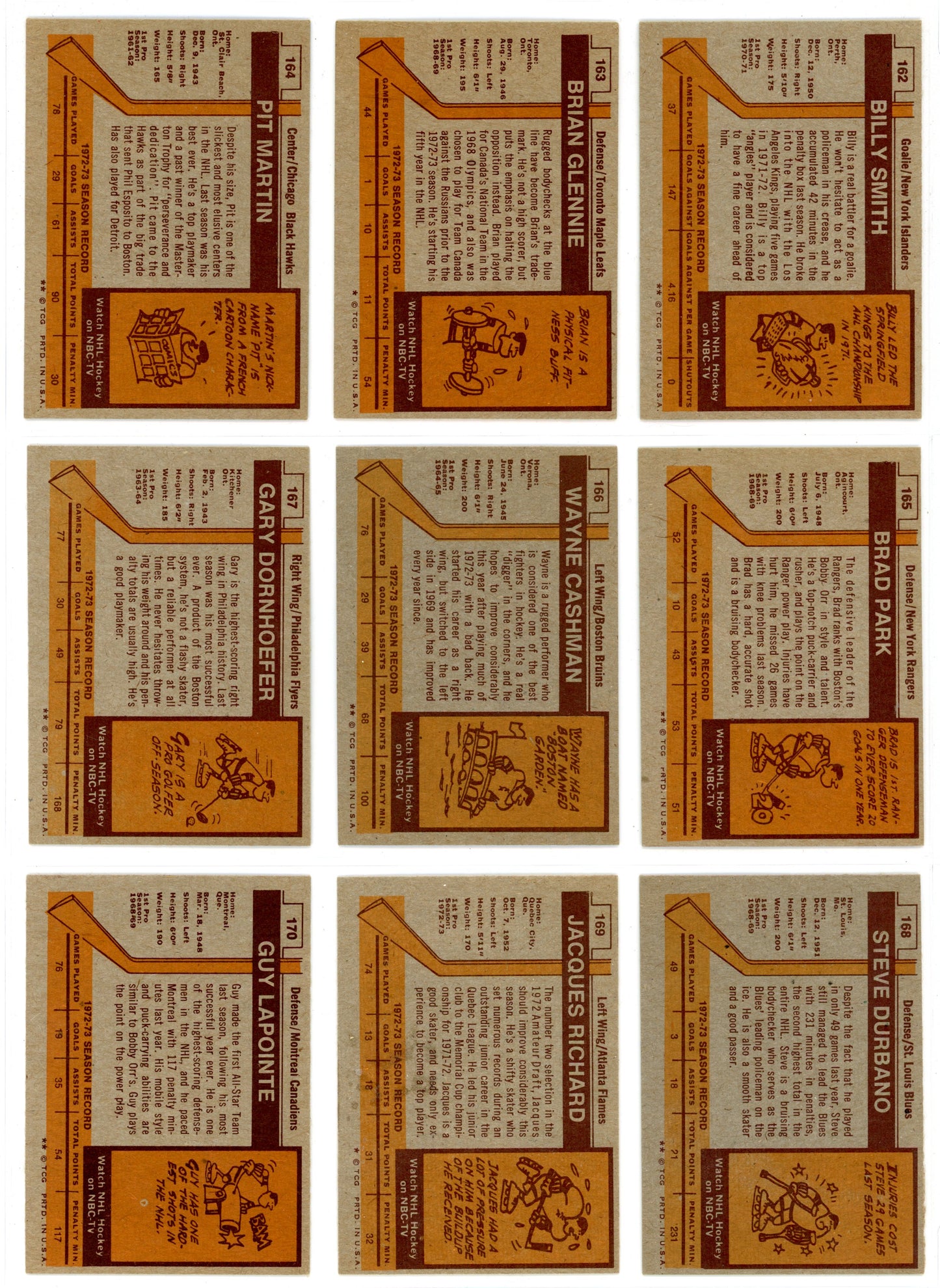 1973/74 Topps NHL Hockey Card Complete Set (198 Cards) Bobby Orr, Ken Dryden Razor Sharp!