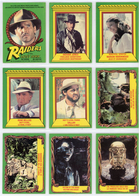 1981 OPC O-Pee-Chee Indiana Jones Raiders of the Lost Ark Trading Card Complete Set (88 Cards)