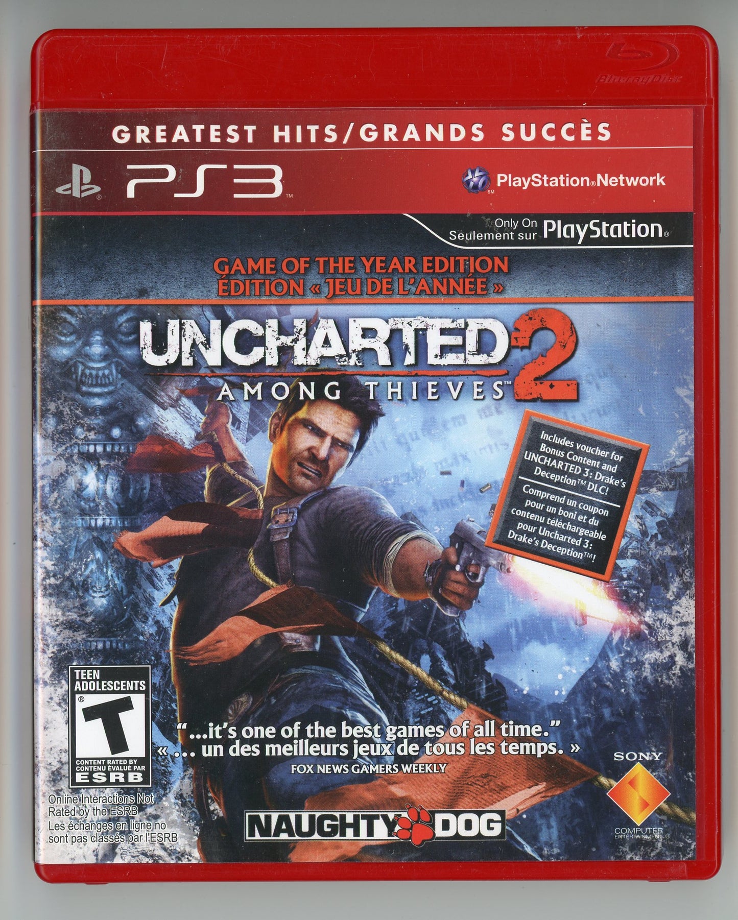 2010 Uncharted 2: Among Thieves Greatest Hits Edition Playstation 3 Video Game Disc In Box