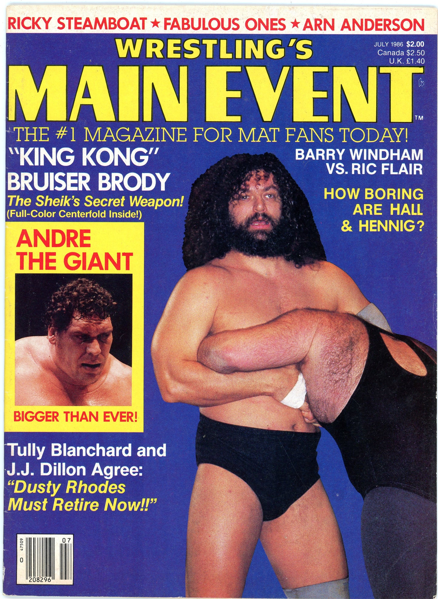 Wrestling's Main Event Vintage Magazine (July, 1986) "King Kong" Bruiser Brody