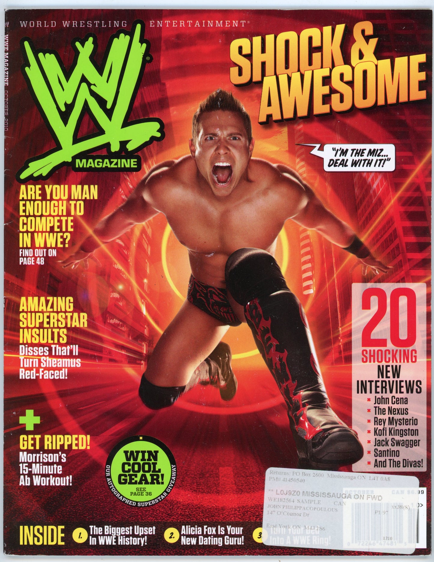 WWE Wrestling Magazine (October 2010) The Miz Cover