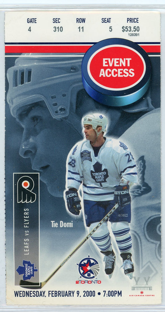 Toronto Maple Leafs vs. Philadelphia Flyers Air Canada Centre 2000 Tie Domi