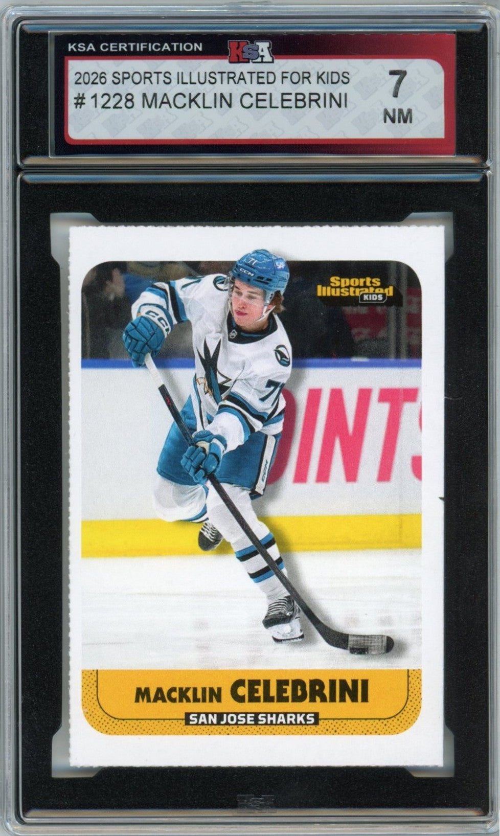 2026 Sports Illustrated for Kids Macklin Celebrini #1288 Graded Hockey Card KSA 7