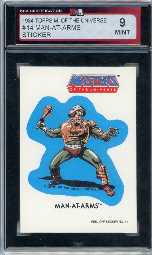 1984 Topps Masters of the Universe Man-At-Arms Graded Rookie Sticker Card #14 KSA 9