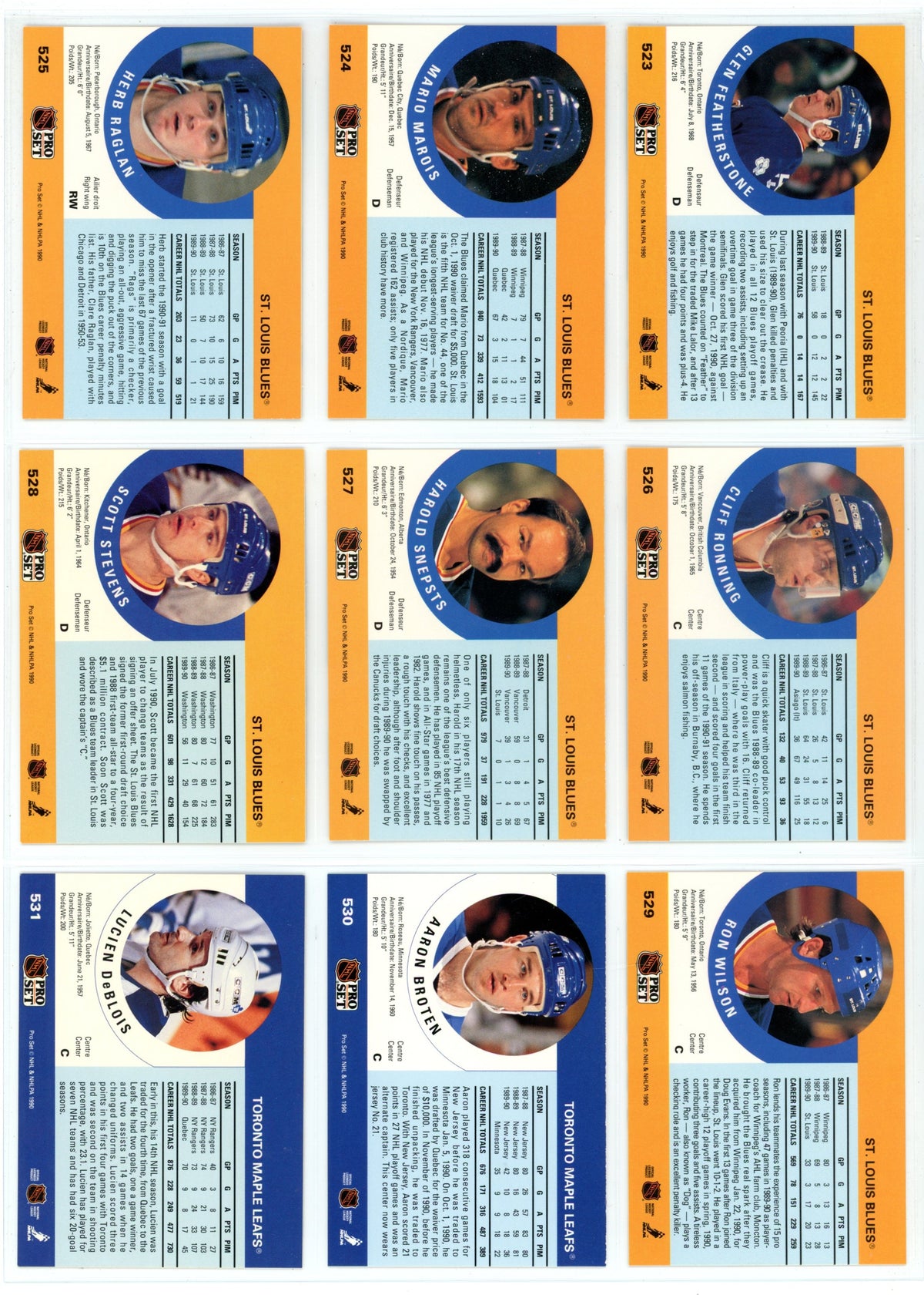 1990/91 NHL Pro Set Hockey Card Complete Set (705 Cards)