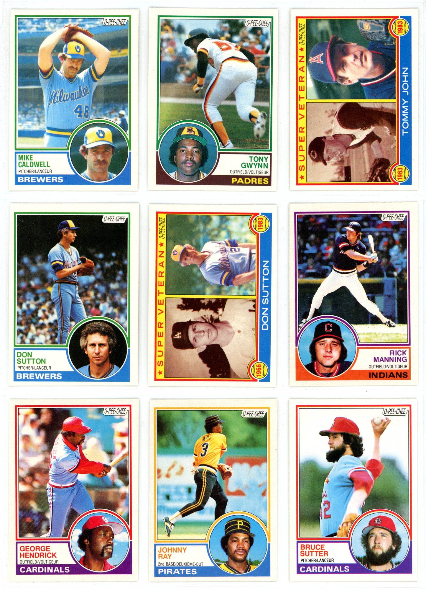 1983 O-Pee-Chee Baseball Card Complete Set (396 Cards) Ryan Sandberg, Tony Gwynn Rookie EX/NMT