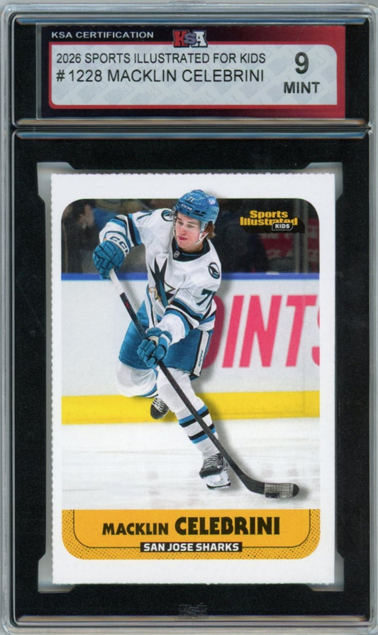 2026 Sports Illustrated Kids Macklin Celebrini Graded Hockey Card #1288 KSA 9