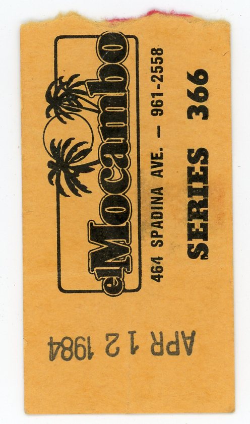 Blue Peter Vintage Concert Ticket El Mocambo (Toronto, 1984)