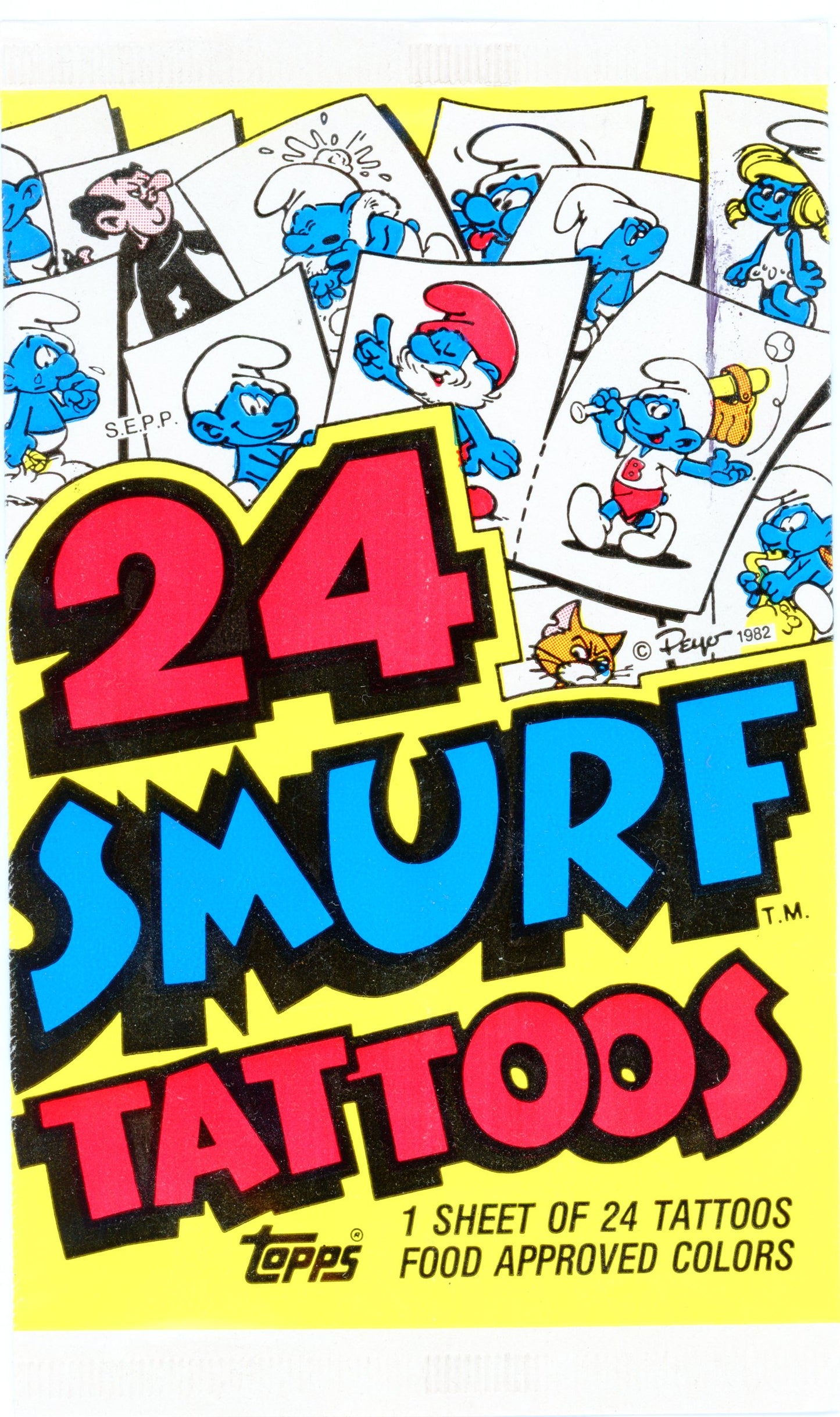 1982 Smurf Temporary Tattoo Trading Card Pack