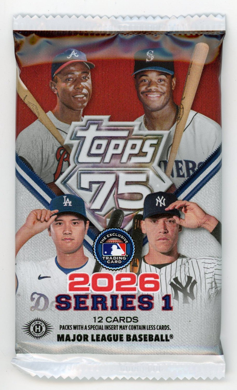 2026 Topps 75 Series One Baseball Cards Wax Pack (12 Cards) Possible Mickey Mantle Rookie