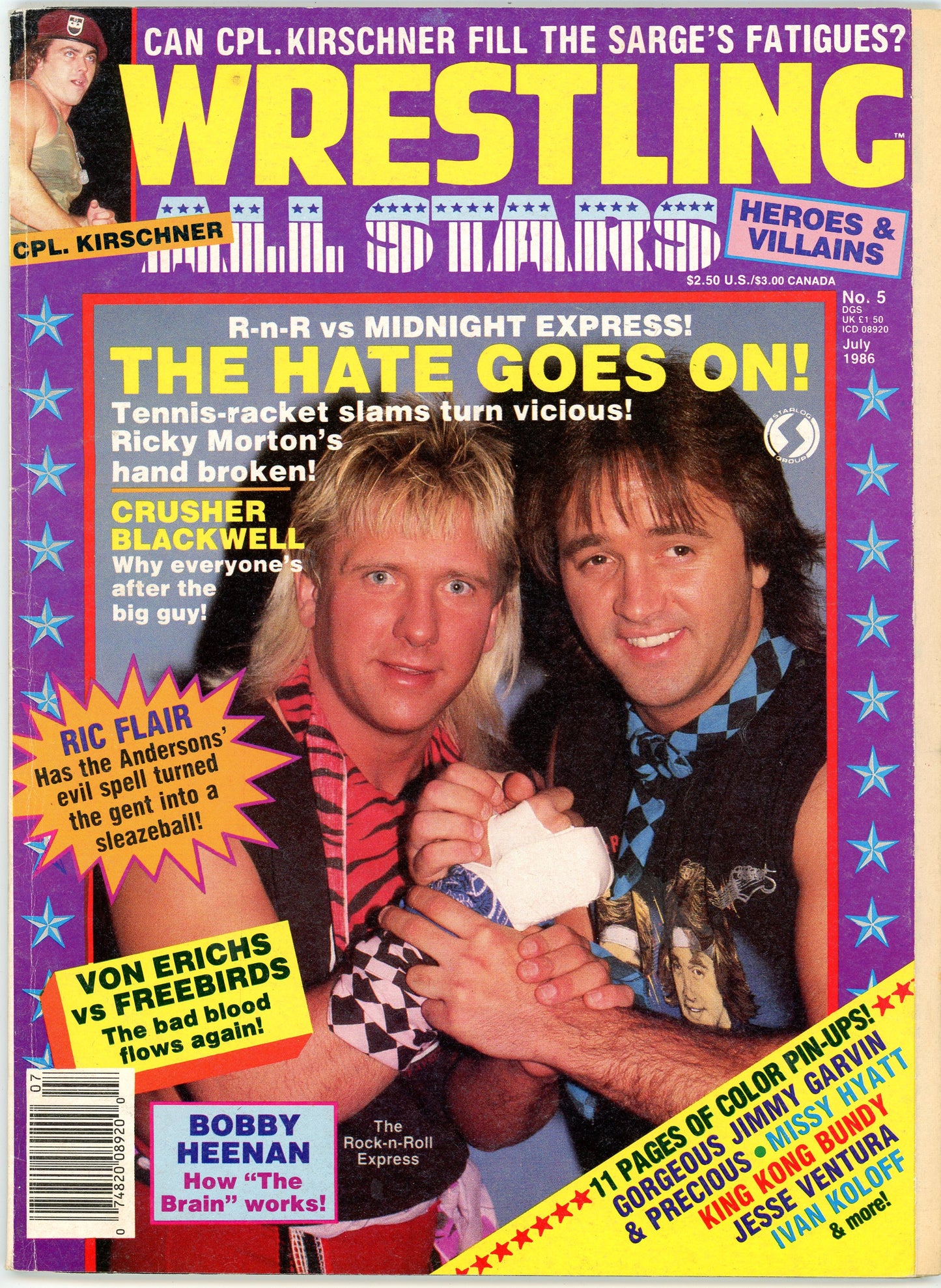 Wrestling All Stars Vintage Magazine (July, 1986) R-n-R vs. Midnight Express