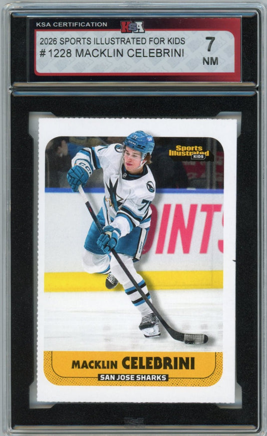 2026 Sports Illustrated Kids Macklin Celebrini #1288 Graded Hockey Card KSA 7