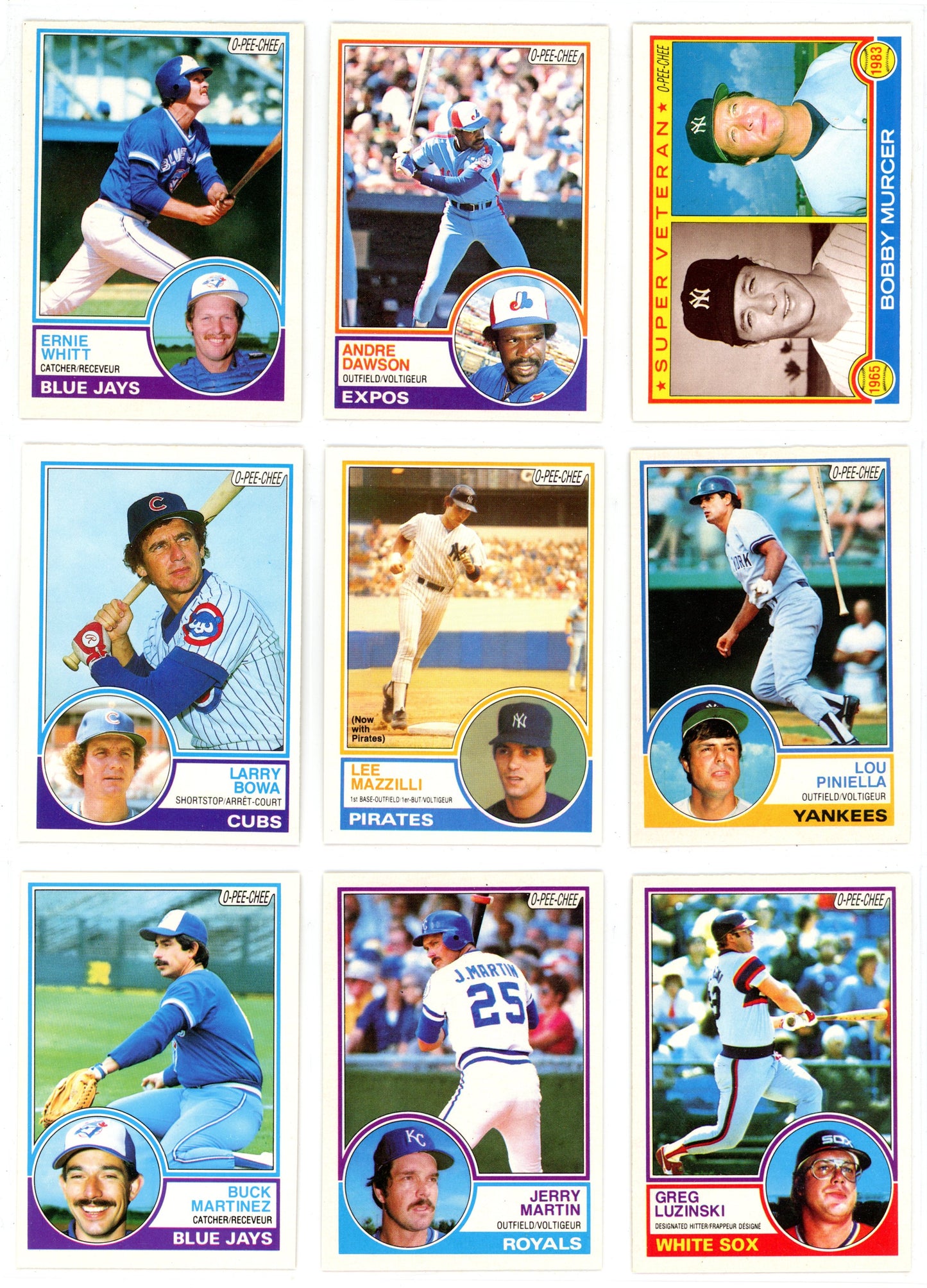 1983 O-Pee-Chee Baseball Card Complete Set (396 Cards) Ryan Sandberg, Tony Gwynn Rookie EX/NMT