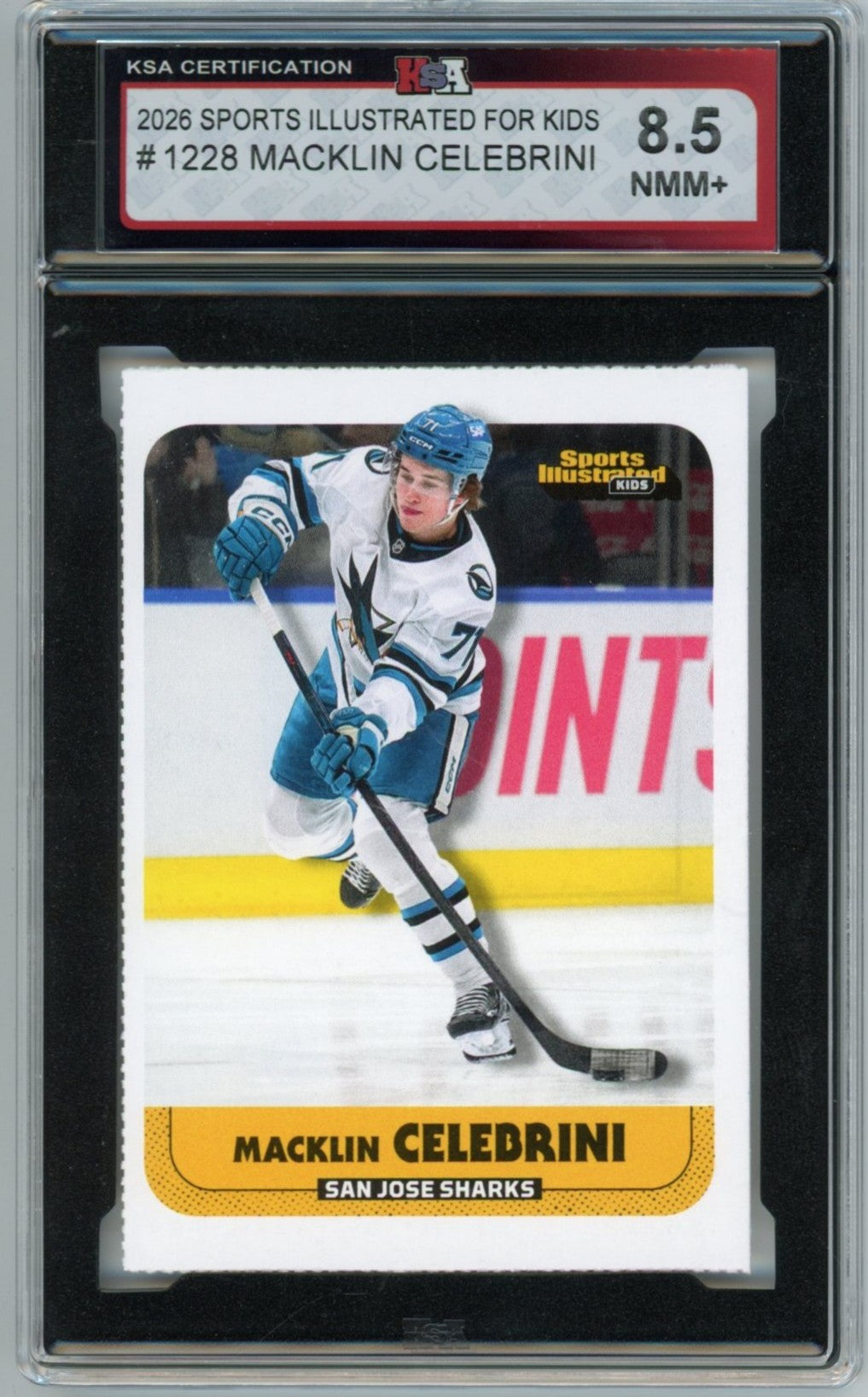 2026 Sports Illustrated Kids #1288 Macklin Celebrini Graded Hockey Card  KSA 8.5