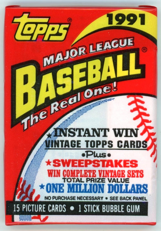 1991 Topps Baseball Wax Pack (15 Cards) 40th Anniversary