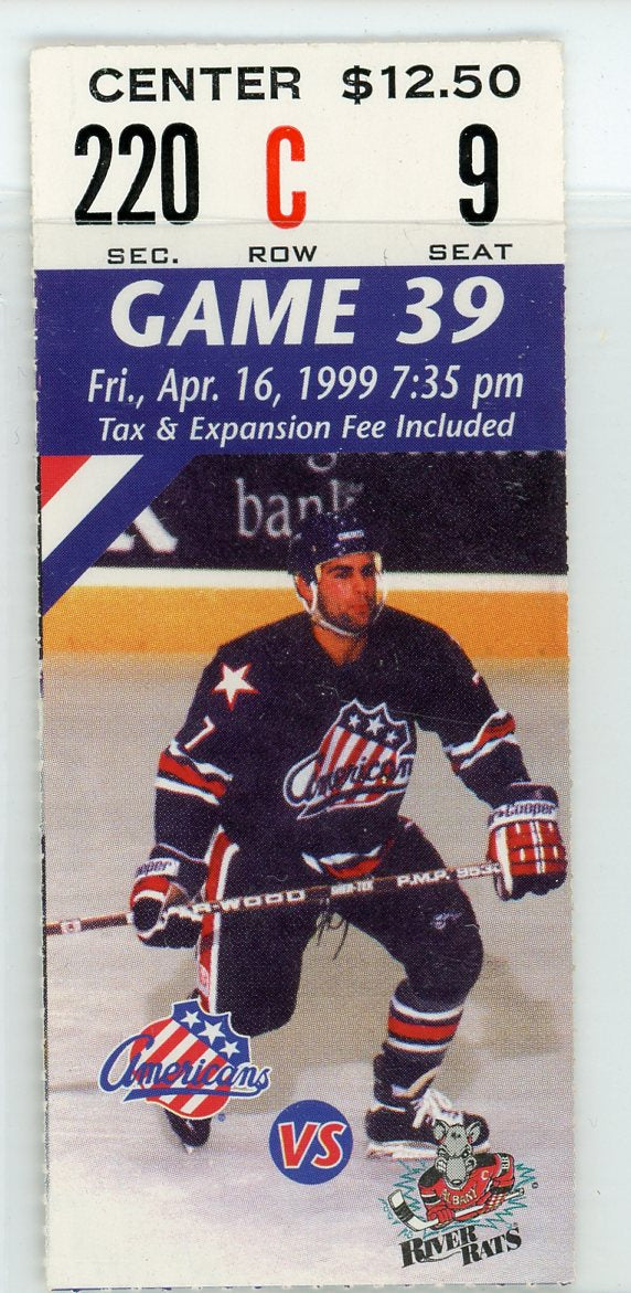 Rochester Americans vs. Albany River Rats Ticket Stub 1999