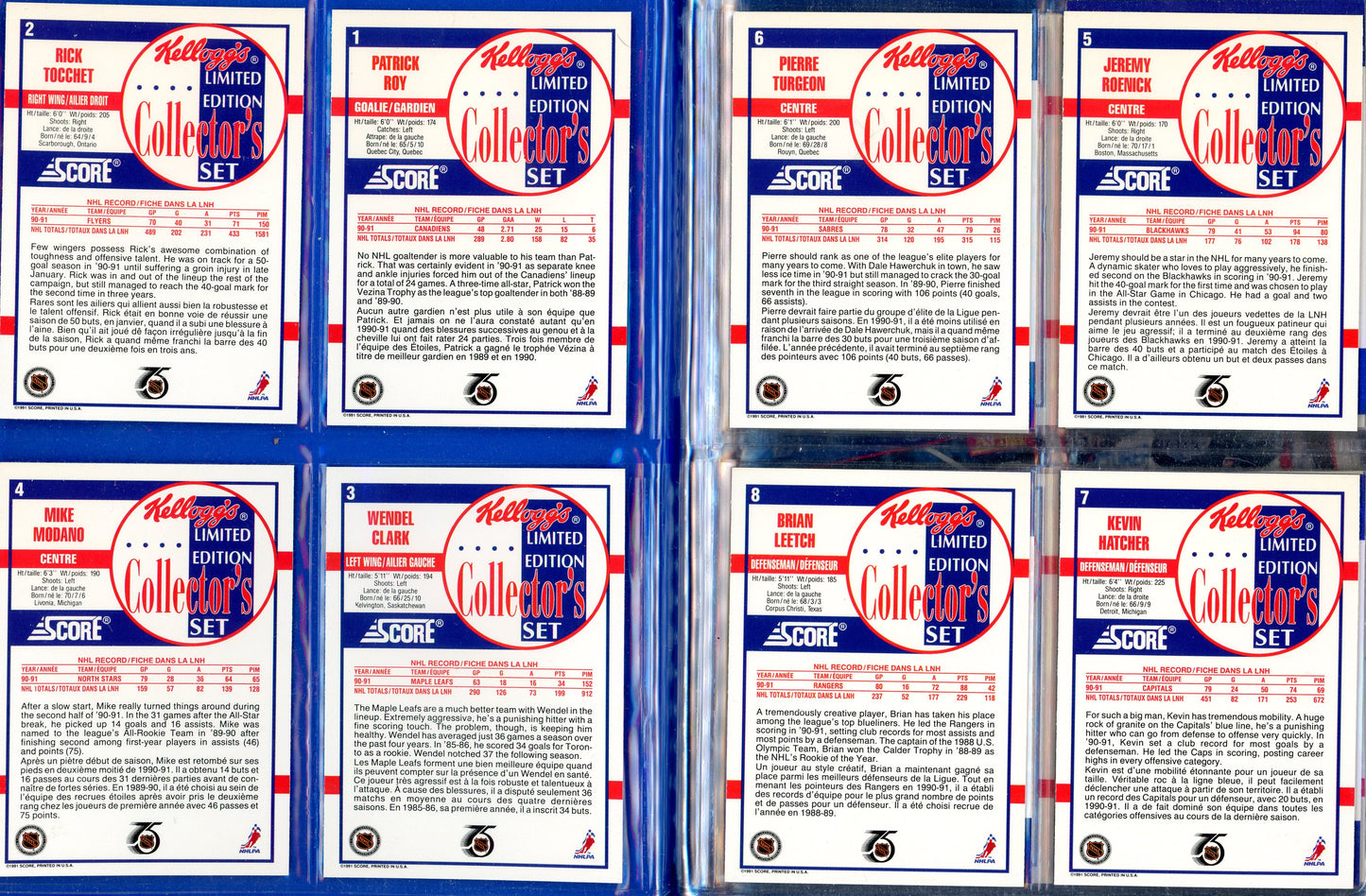 1991 Score Kellogg's Limited Edition Collector's Hockey Card Complete Set in Branded Binder (24 Cards)