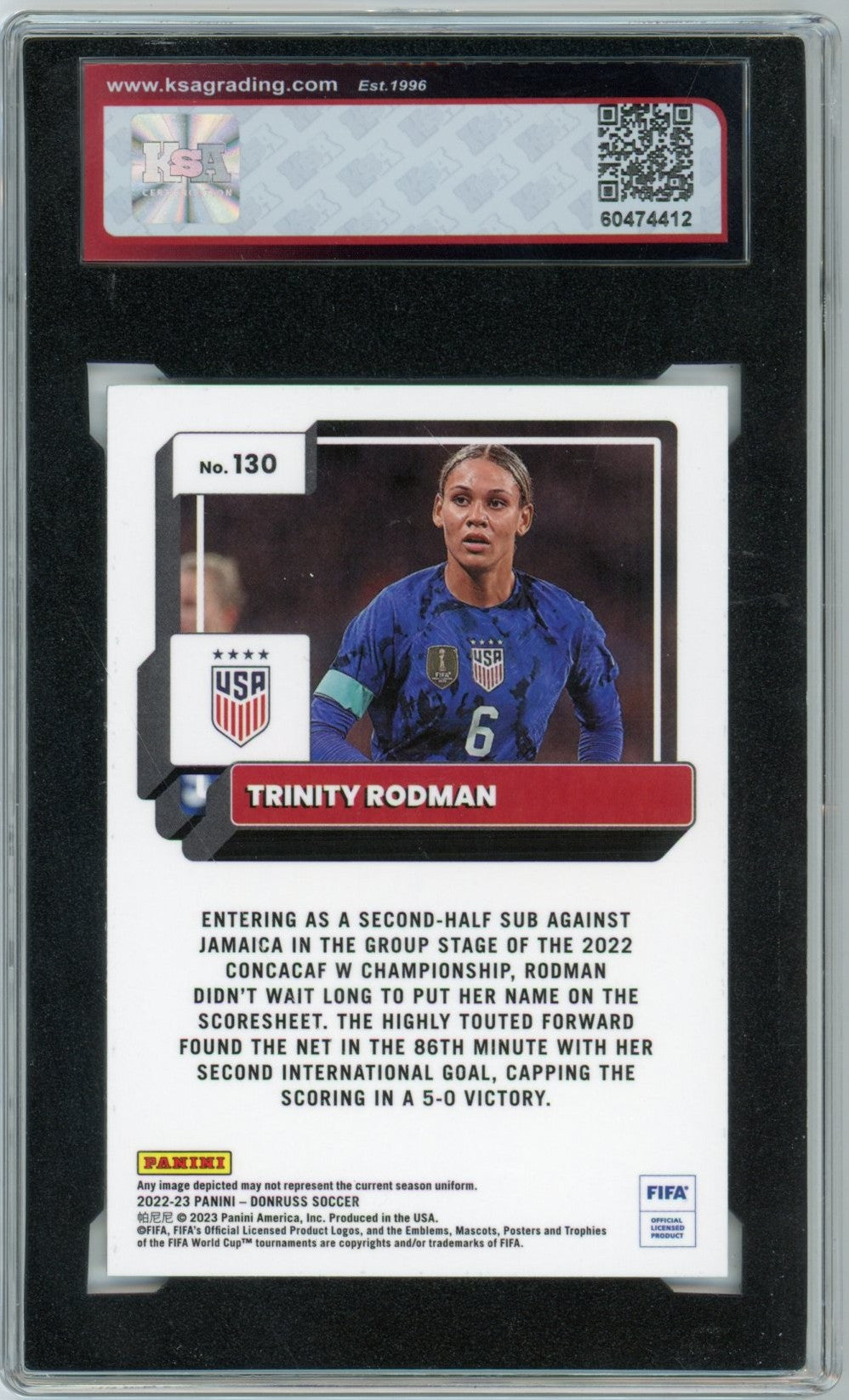 2022/23 Panini Donruss Trinity Rodman Optic Graded Soccer Card #130 KSA 10