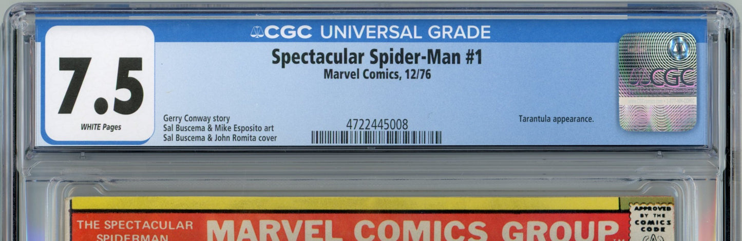 1976 Marvel Comics Amazing Spider-Man #1 Graded Comic Book CGC 7.5 Tarantula Appearance