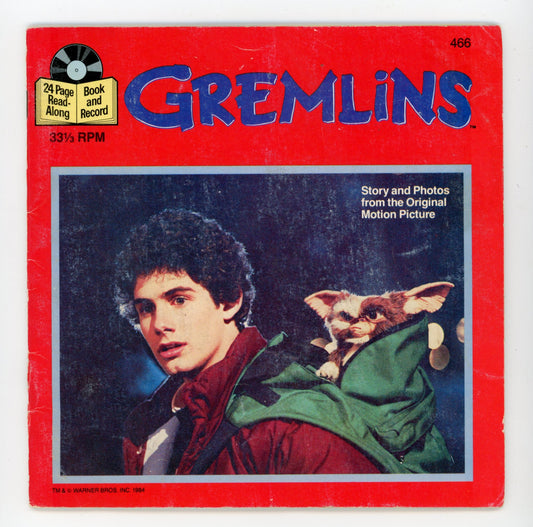 1984 Buena Vista Records Gremlins 33RPM 7" Vintage Vinyl Record and Book