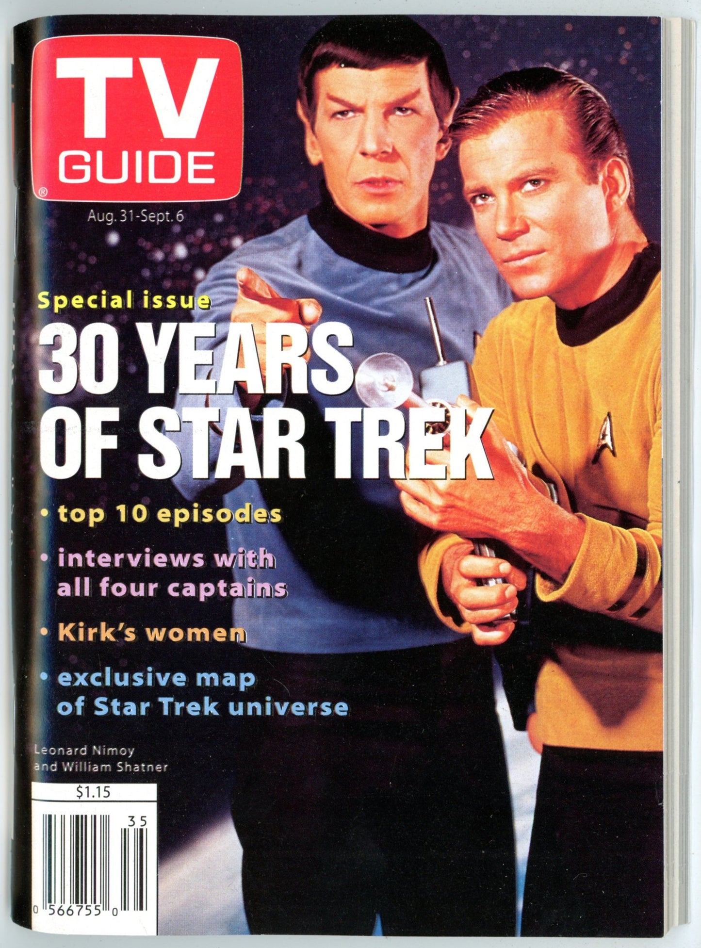 TV Guide Canada Vintage Magazine (August 31-September 6 1996) Newsstand William Shatner Leonard Nimoy