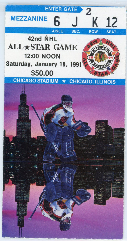 42nd NHL All-Star Game Vintage Ticket Chicago Stadium 1991