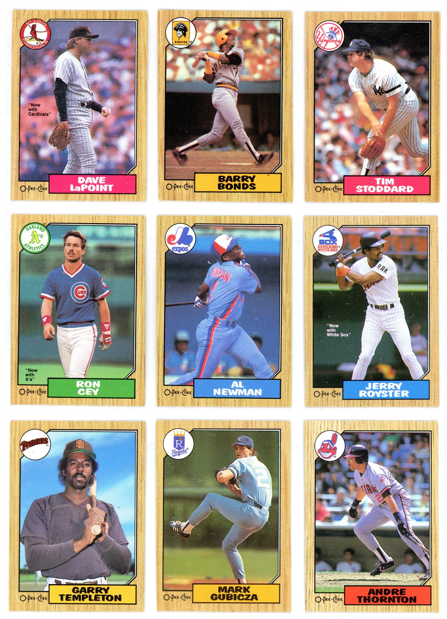 1987 O-Pee-Chee Baseball Card Complete Set (396 Cards) Barry Bonds Rookie High Grade!
