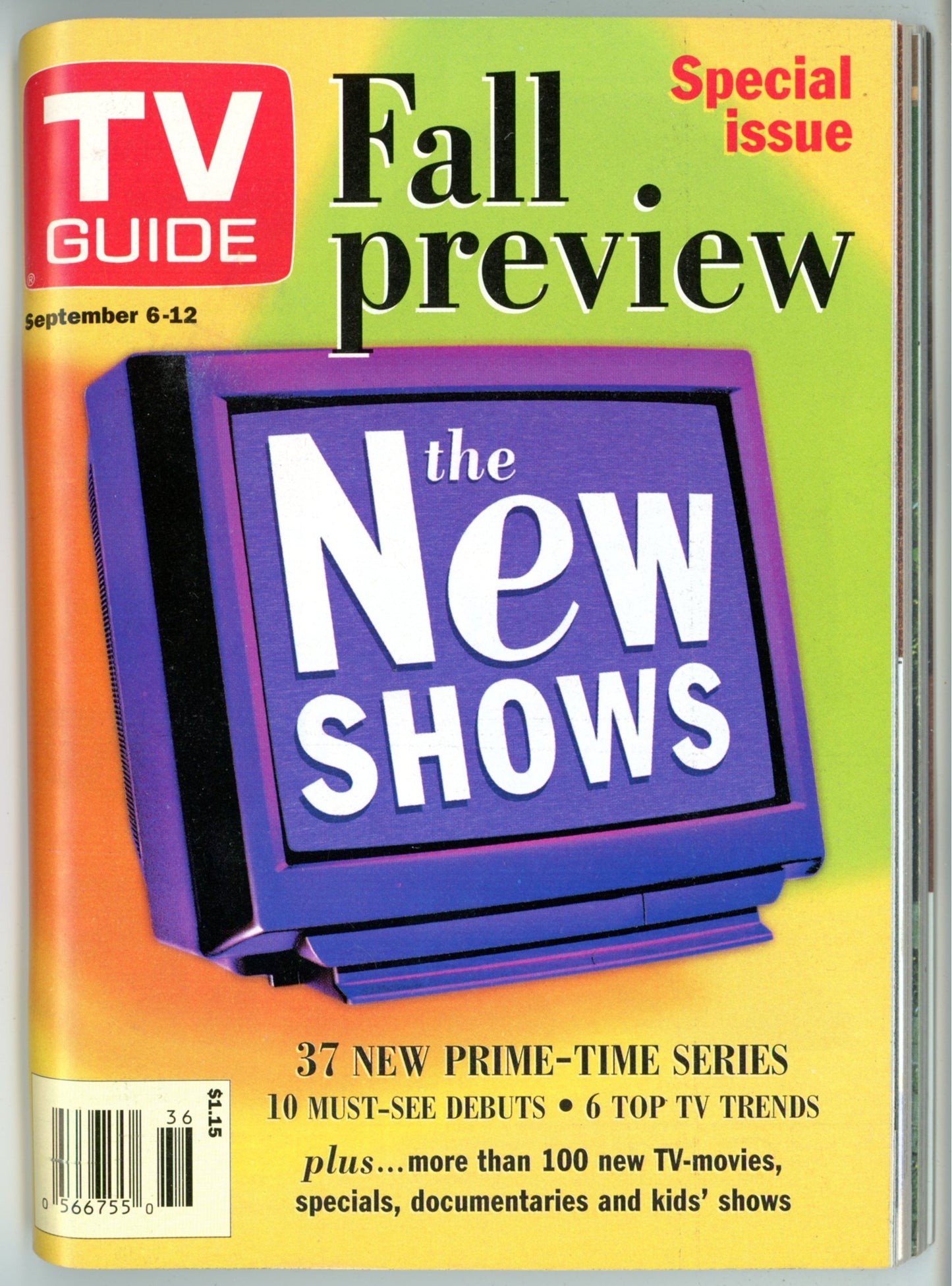 TV Guide Canada Vintage Magazine (September 6-12 1997) Newsstand Fall Preview
