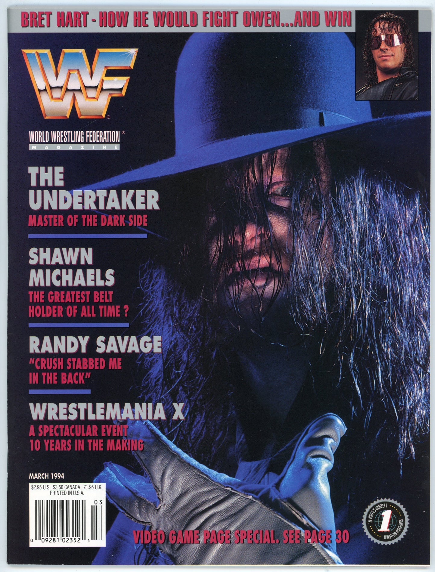 WWF WWE Vintage Wrestling Magazine (March 1994) The Undertaker Cover