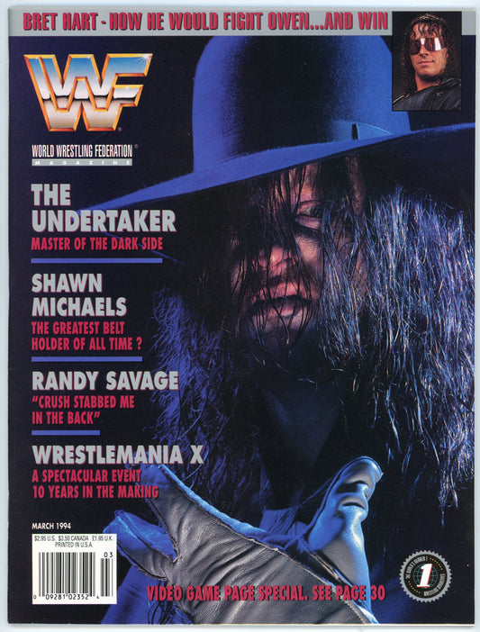 WWF WWE Vintage Wrestling Magazine (March 1994) The Undertaker Cover