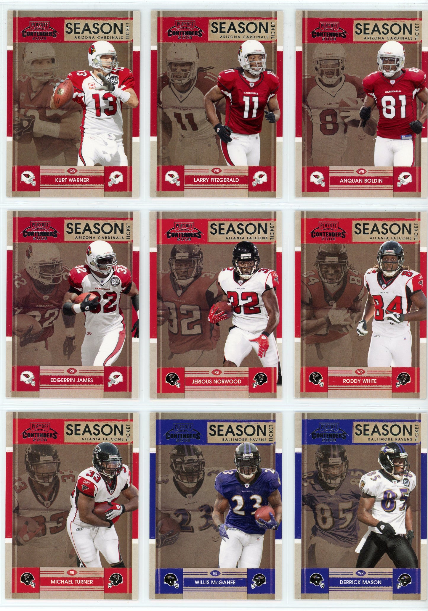 2008 Donruss Playoff Contenders NFL Football Base Set (100 Cards)