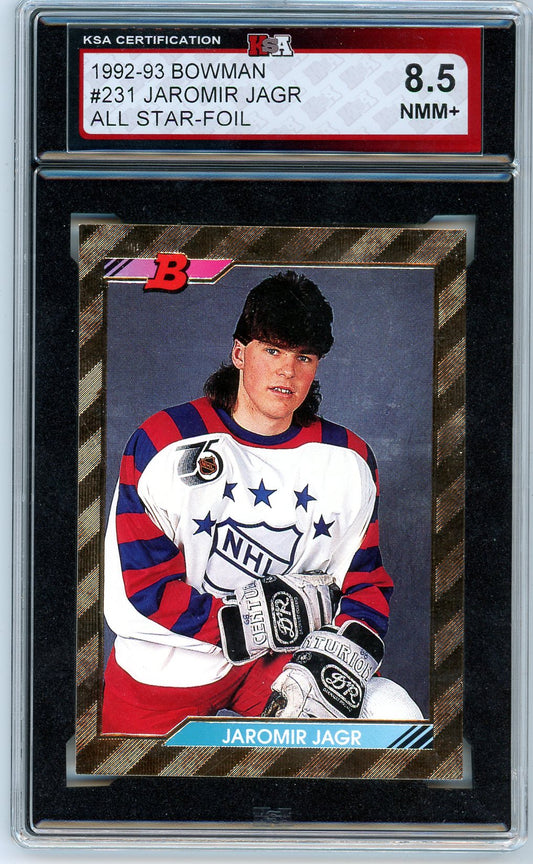 1992/93 Bowman Jaromir Jagr All Star Foil Graded Card #231 KSA 8.5