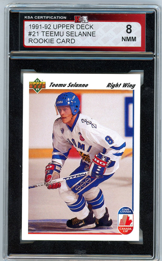 1991/92 Upper Deck Teemu Selanne Graded Rookie Card #21 KSA 8
