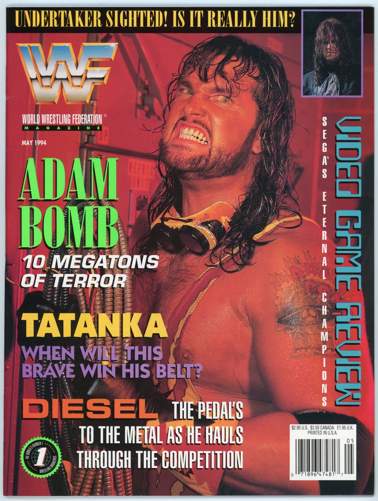 WWF WWE Vintage Wrestling Magazine (May 1994) Adam Bomb Cover
