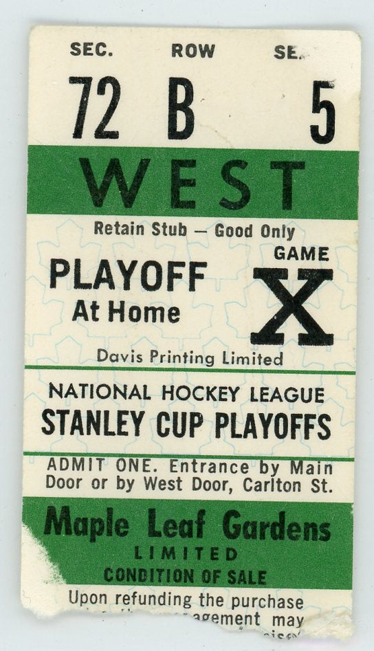 Toronto Maple Leafs  Stanley Cup Playoff Game X Vintage Ticket Stub Maple Leaf Gardens 1980s