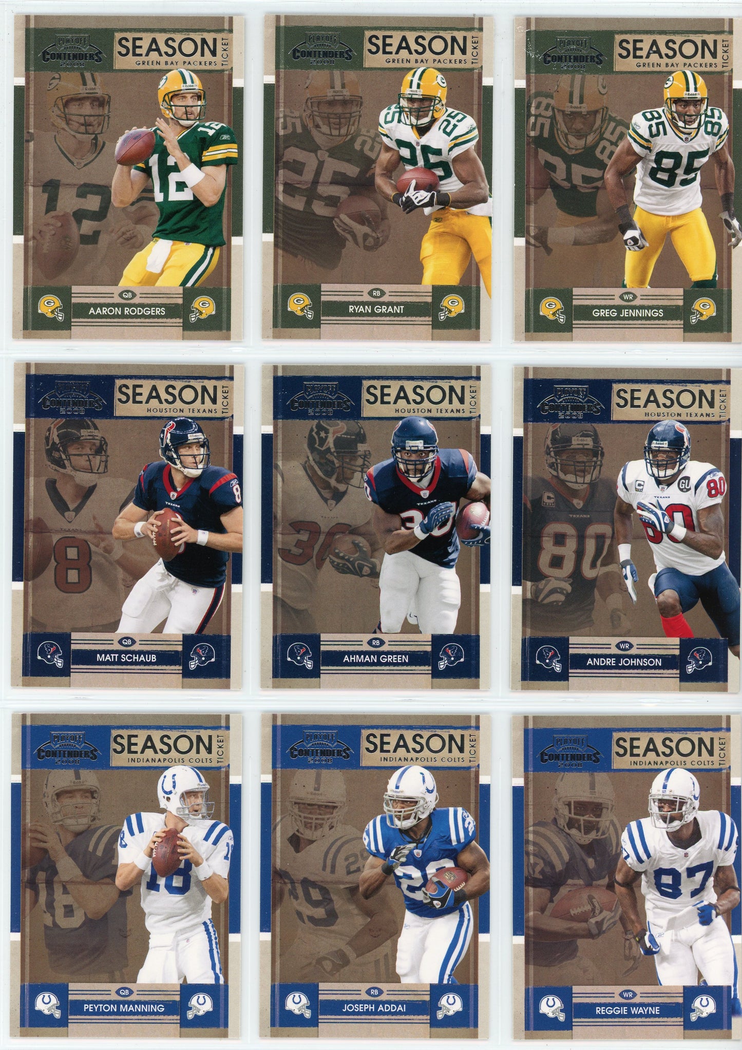 2008 Donruss Playoff Contenders NFL Football Base Set (100 Cards)
