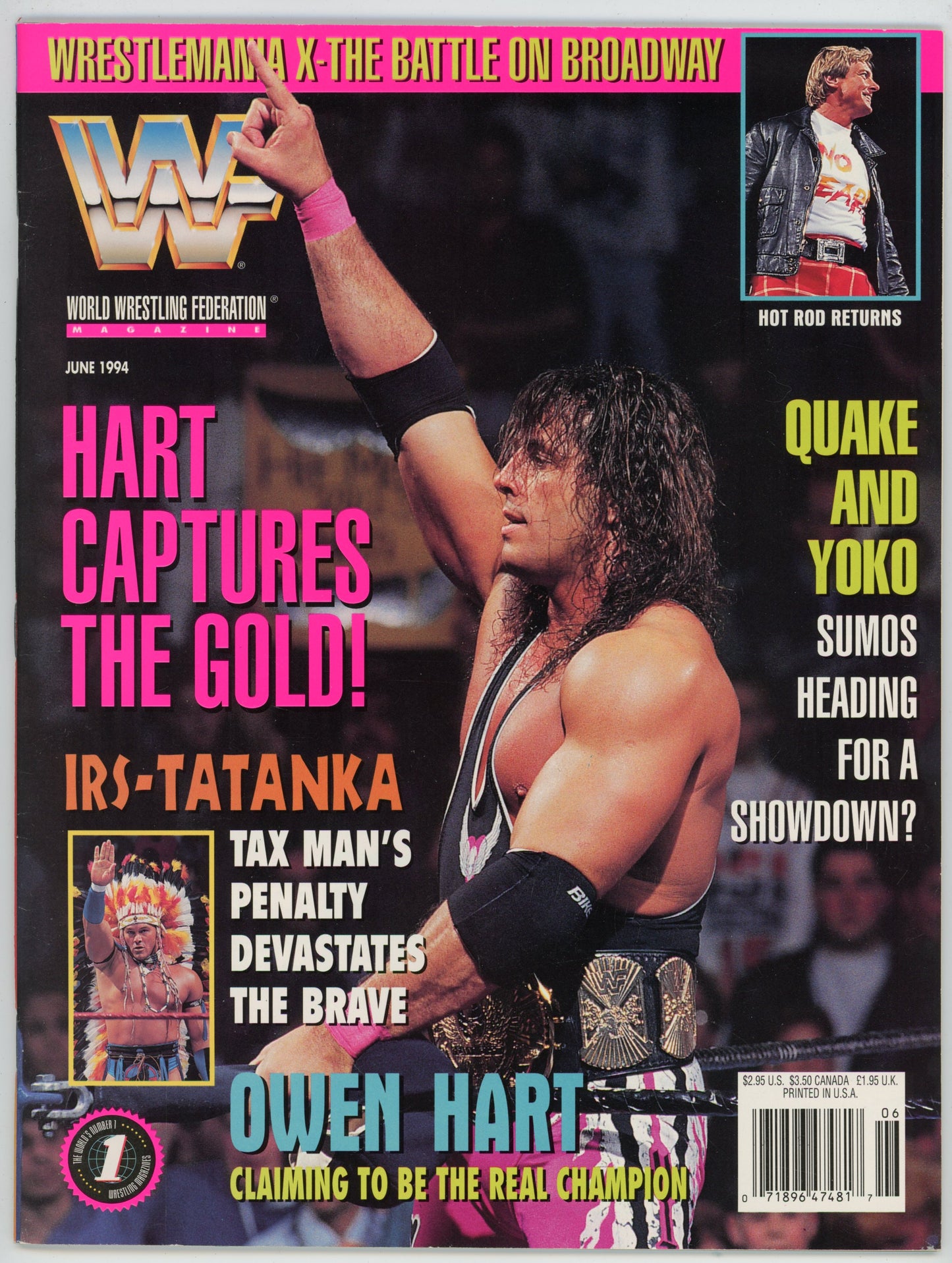 WWF WWE Vintage Wrestling Magazine (June 1994) Owen Hart Cover