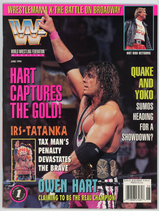 WWF WWE Vintage Wrestling Magazine (June 1994) Owen Hart Cover