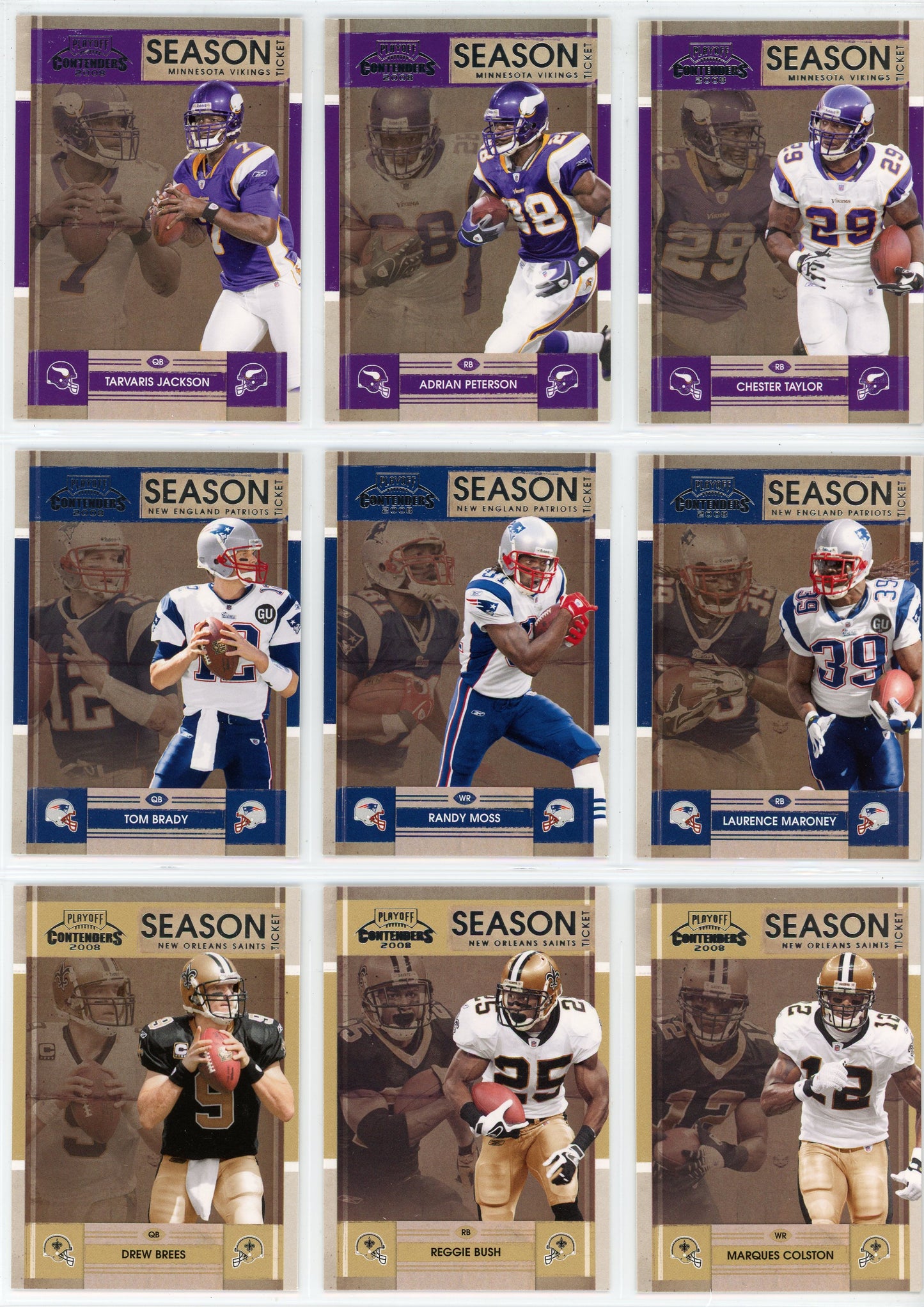 2008 Donruss Playoff Contenders NFL Football Base Set (100 Cards)