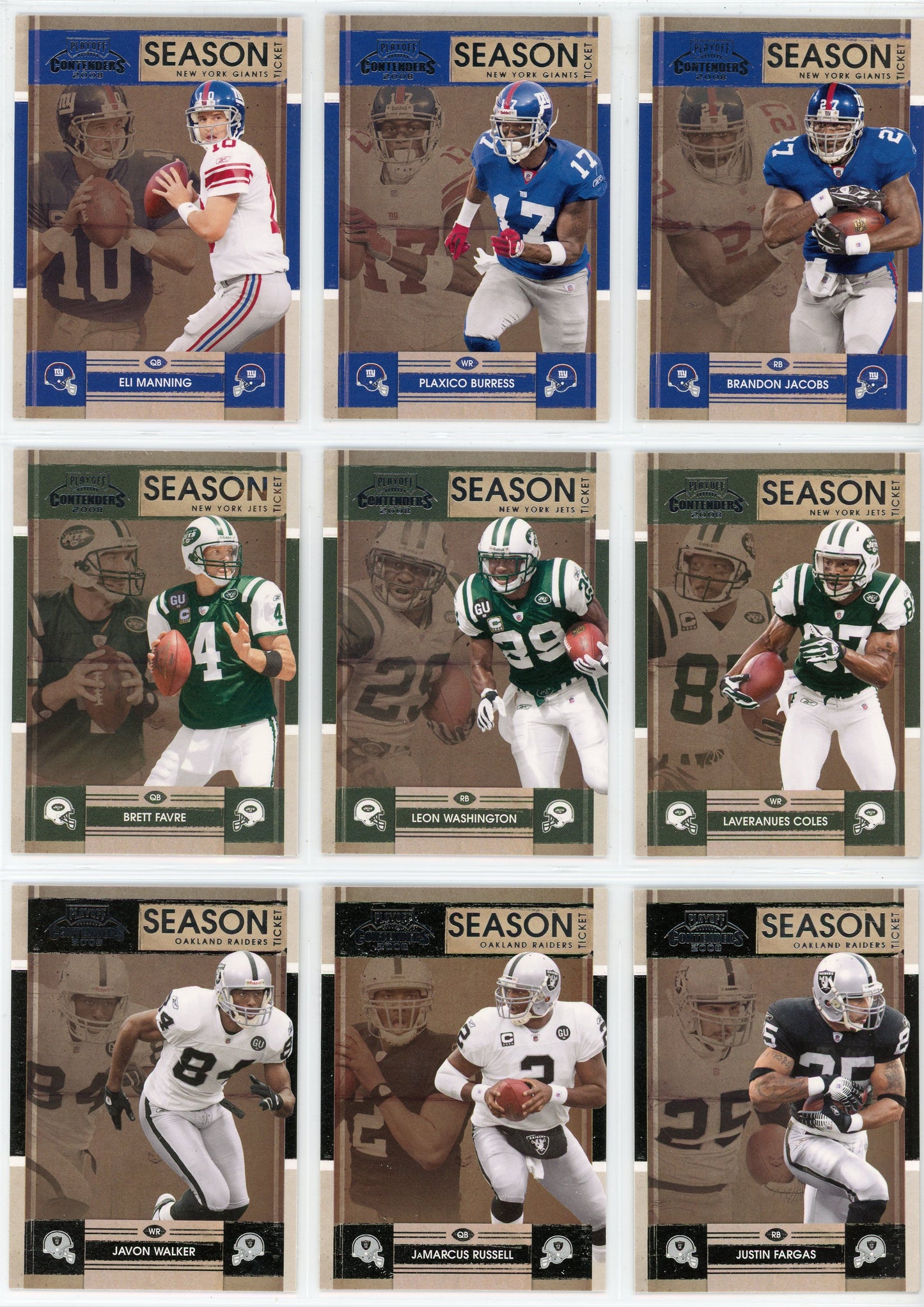 2008 Donruss Playoff Contenders NFL Football Base Set (100 Cards)