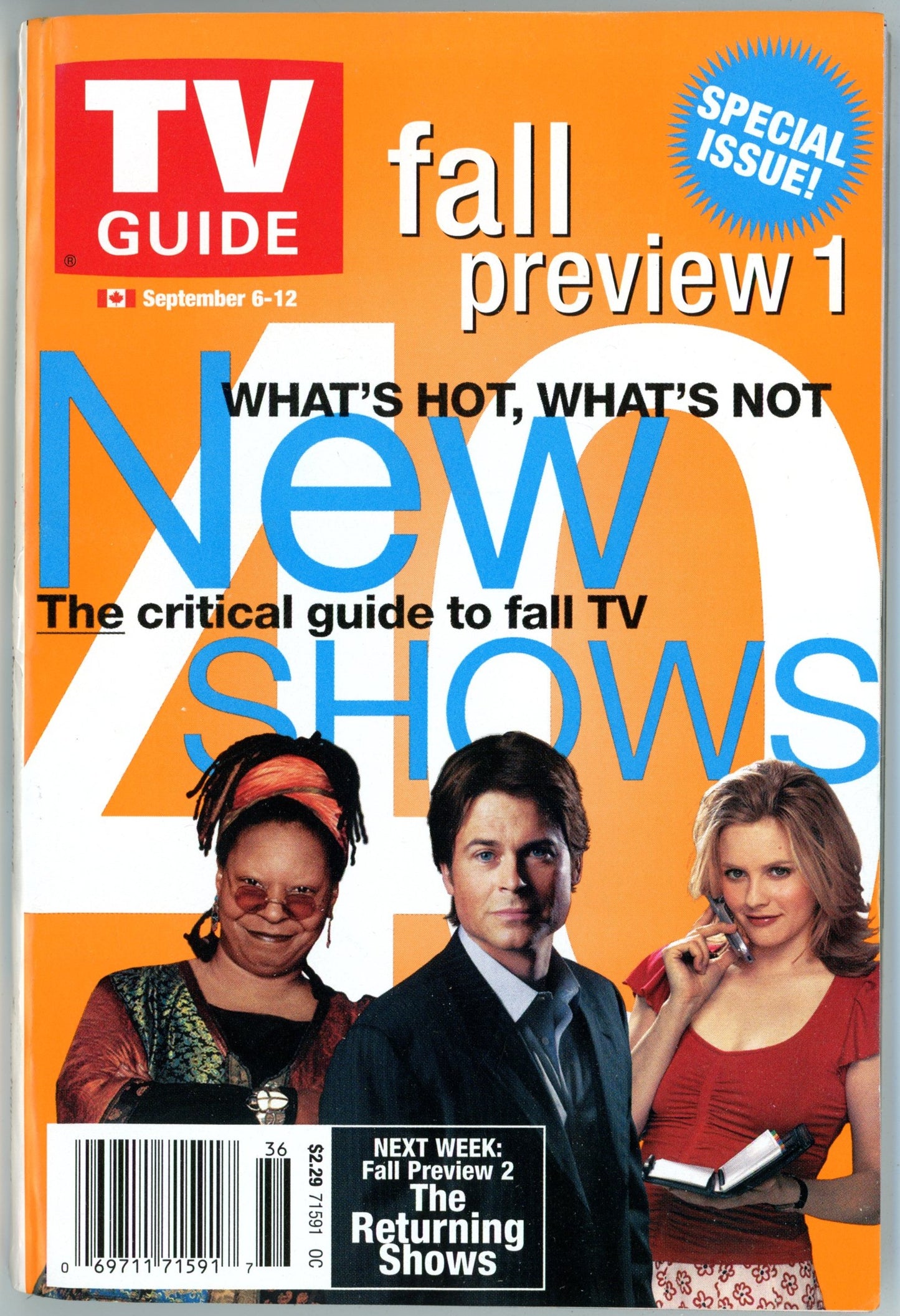 TV Guide Canada Vintage Magazine (September 6-12 2003) Newsstand Fall Preview 1