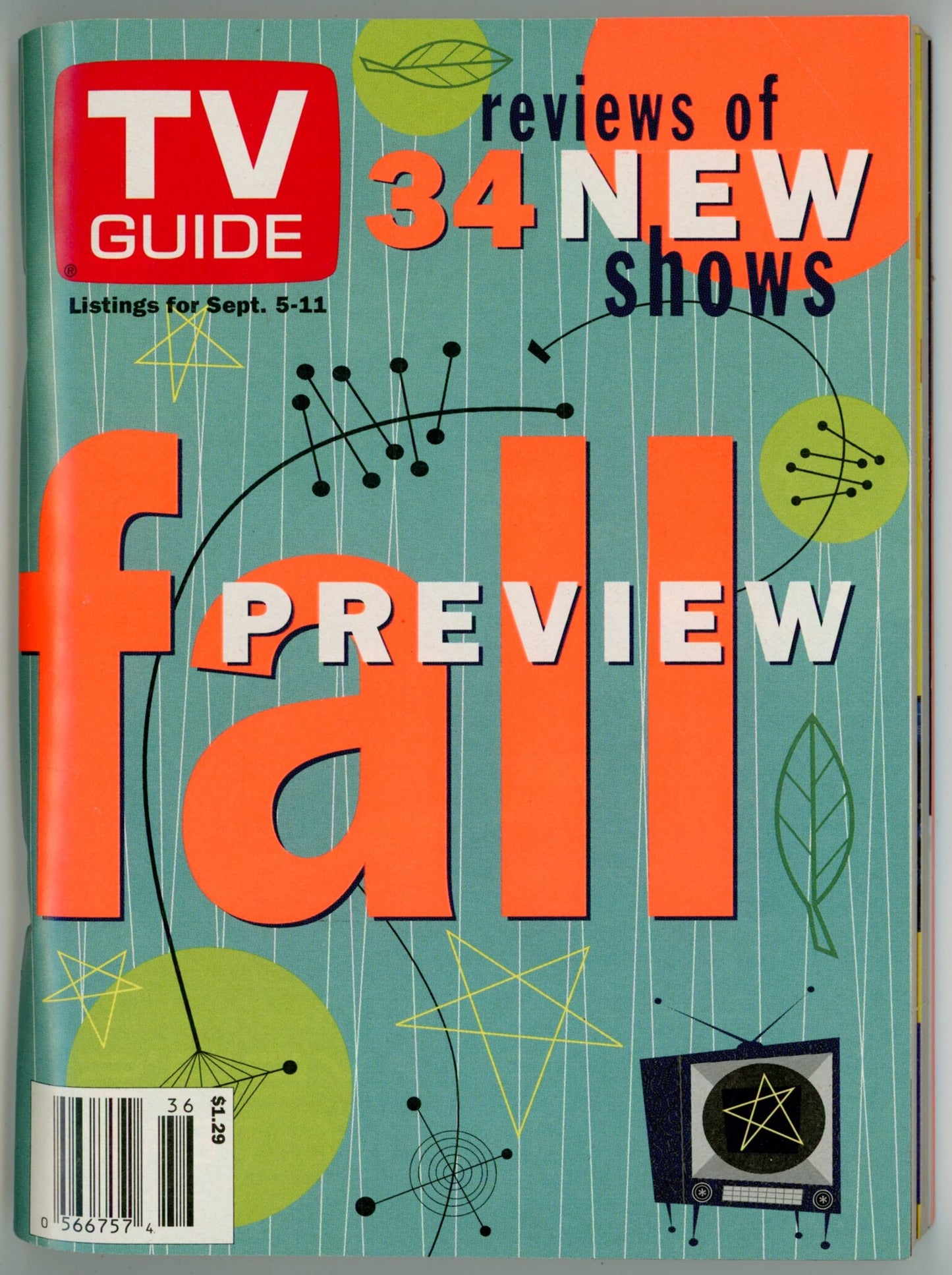 TV Guide Canada Vintage Magazine (September 5-11 1998) Newsstand Fall Preview