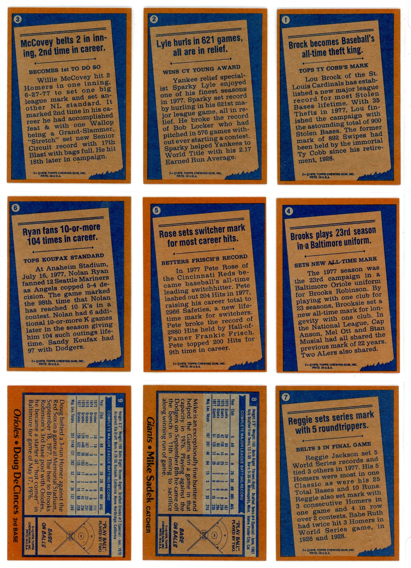 1978 Topps Baseball Card Complete Set (726 Cards) Eddie Murray Rookie Looks Incredible!
