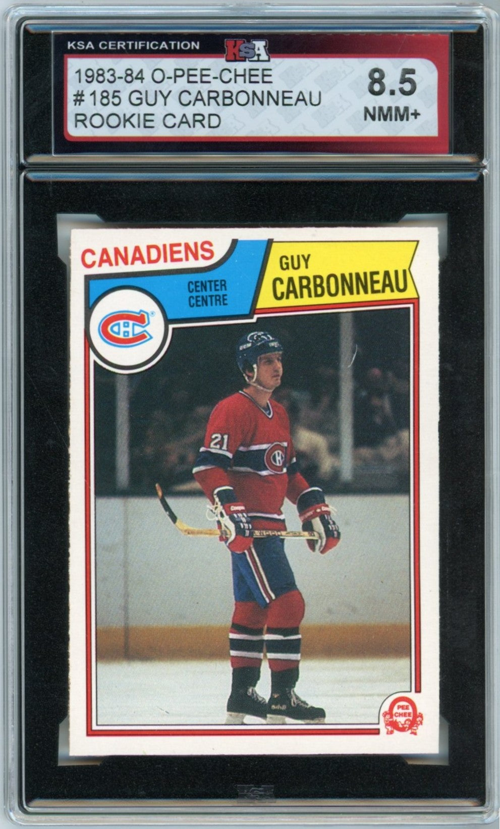 1983/84 OPC O-Pee-Chee Guy Carbonneau Graded Rookie Card #185 KSA 8.5