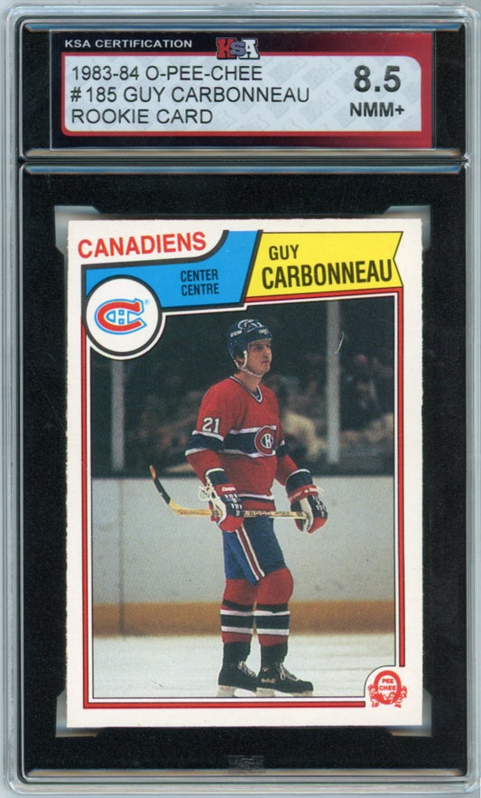 1983/84 OPC O-Pee-Chee Guy Carbonneau Graded Rookie Card #185 KSA 8.5