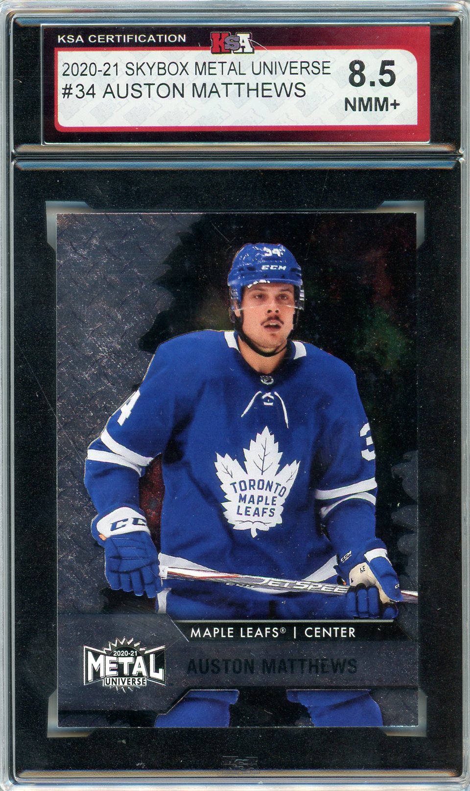 2020/21 Skybox Metal Universe Auston Matthews #34 Graded Card KSA 8.5