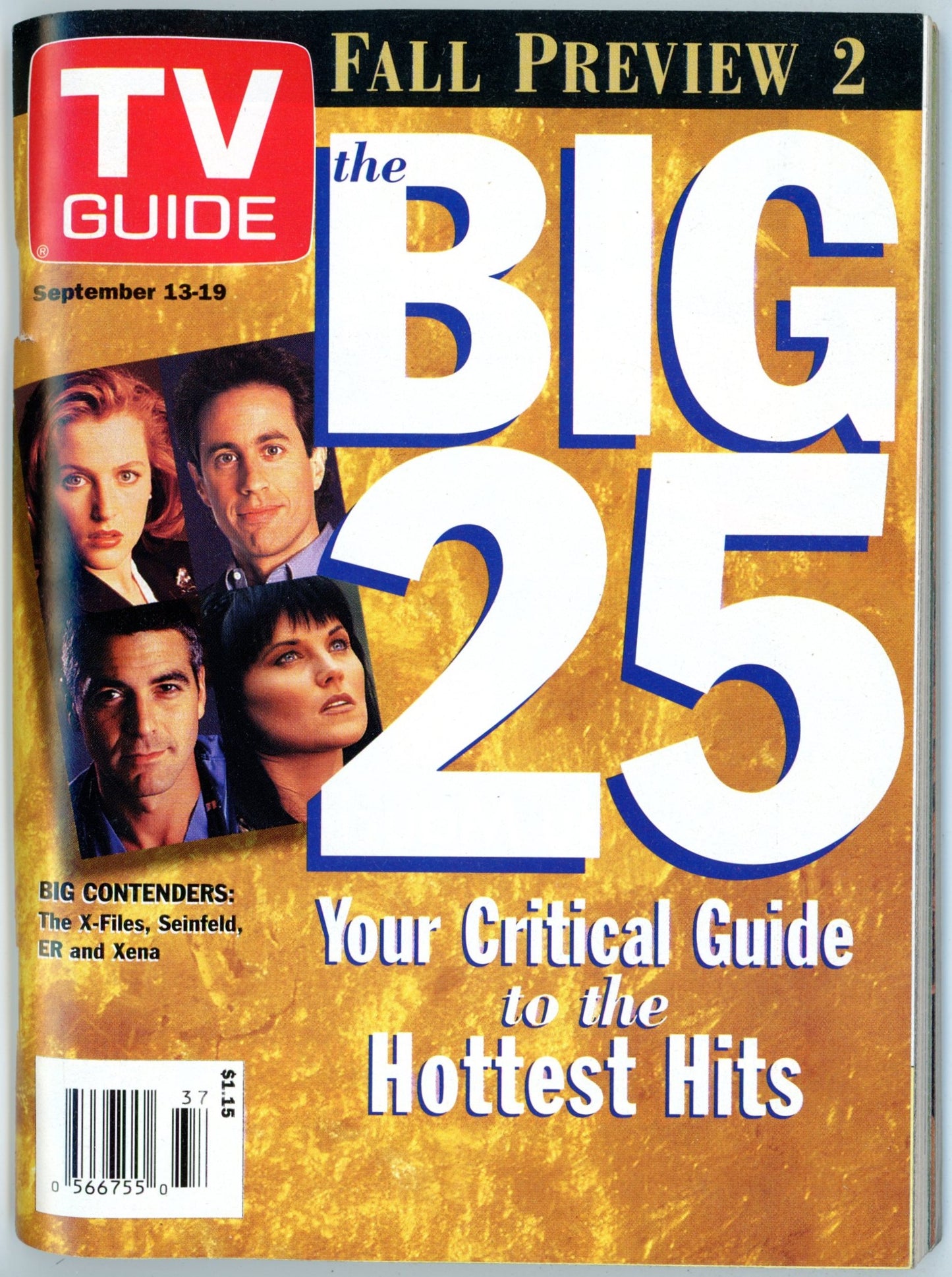 TV Guide Canada Vintage Magazine (September 13-19 1997) Newsstand The Big 25 Issue